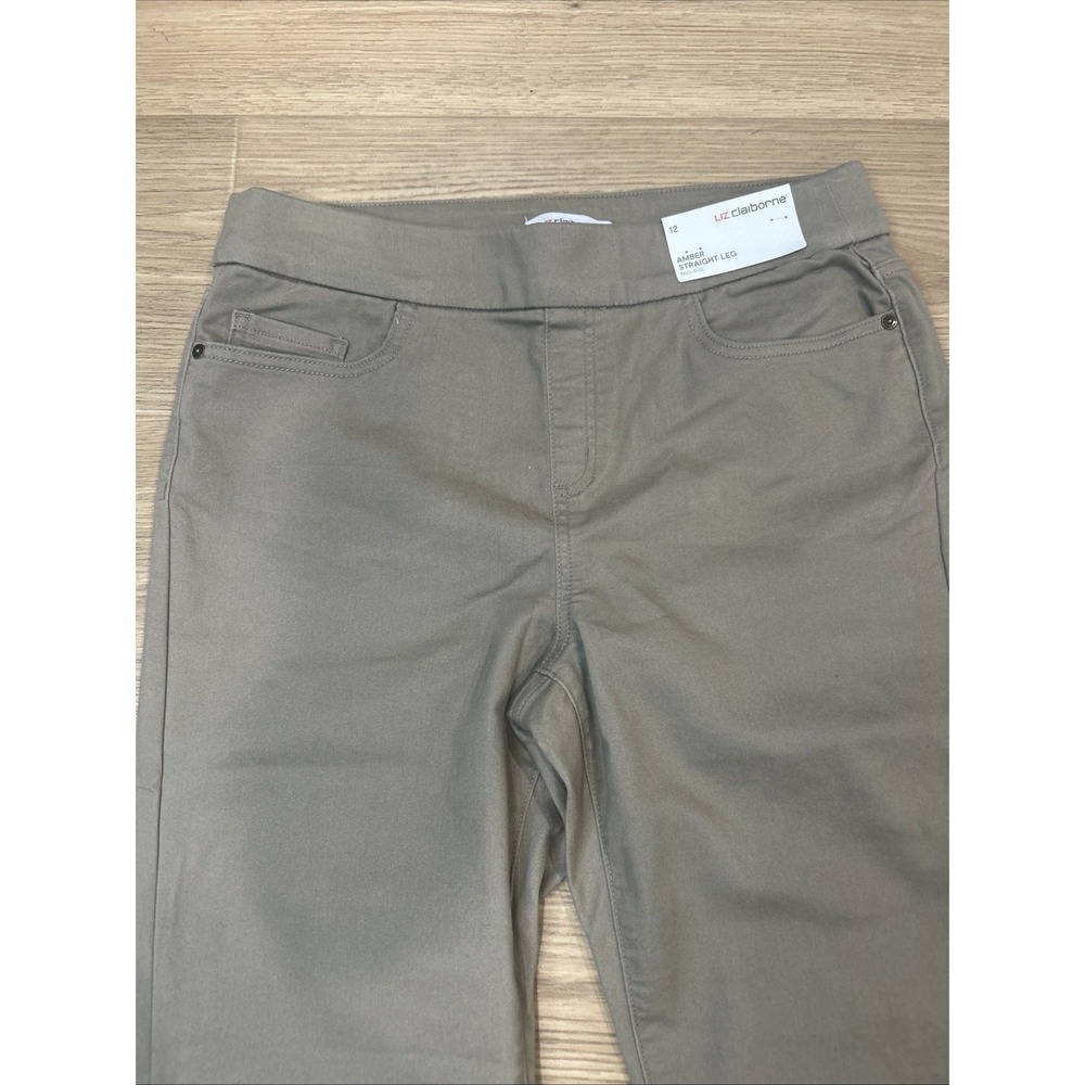 Liz Claiborne Amber Straight Leg Midrise Comfort Stretch No-Gap Waist Size12 NWT